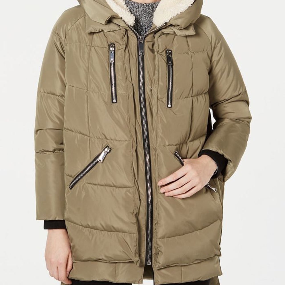 NWT - Oversized Hooded Fleece-Lined Puffer Coat